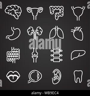 Menschliche Organe ähnliche Symbole auf dem Hintergrund für Grafik- und Webdesign. Einfache Abbildung. Internet Konzept Symbol für Website Taste oder mobile App Stock Vektor