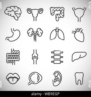 Menschliche Organe ähnliche Symbole auf dem Hintergrund für Grafik- und Webdesign. Einfache Abbildung. Internet Konzept Symbol für Website Taste oder mobile App Stock Vektor