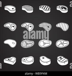 Steak ähnliche Symbole auf dem Hintergrund für Grafik- und Webdesign. Einfache Abbildung. Internet Konzept Symbol für Website Taste oder mobile App Stock Vektor