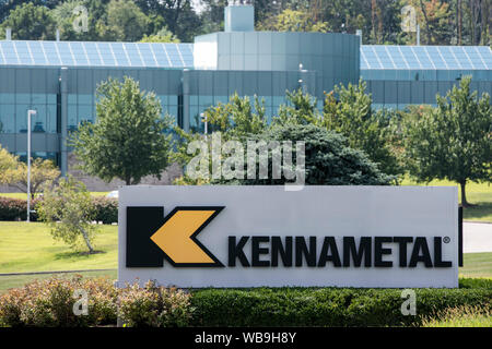 Ein logo Zeichen außerhalb des Hauptsitzes der Kennametal in Latrobe, Pennsylvania am 8. August 2019. Stockfoto