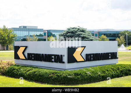 Ein logo Zeichen außerhalb des Hauptsitzes der Kennametal in Latrobe, Pennsylvania am 8. August 2019. Stockfoto