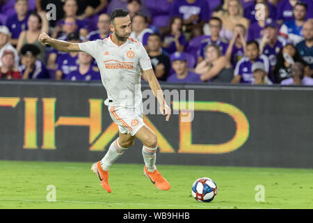 August 23, 2019, Orlando, Florida, USA: Atlanta Vereinigten Mittelfeldspieler JUSTIN MERAM (14), die in Aktion gegen Orlando Stadt während der MLS-Spiel an exploria Stadion in Orlando, Florida. (Bild: © Cory Knowlton/ZUMA Draht) Stockfoto