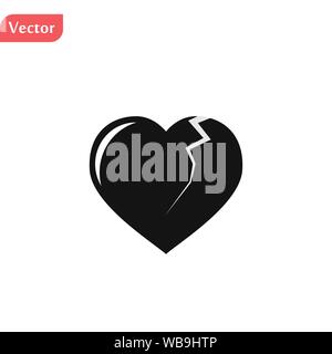 Abbildung eines Schwarzen gebrochenen Herzen, auf weißem Hintergrund, Vector Illustration eps 10. Stock Vektor