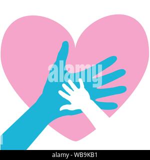 Hand von Kind und Vater oder Mutter. Happy Vatertag Grußkarte Stock Vektor