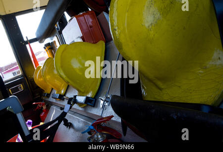 Hellingly, East Sussex UK. 25. Aug 2019. Festival der Transport. Vintage Feuerwehr vehciels an diesem Feiertag. Stockfoto