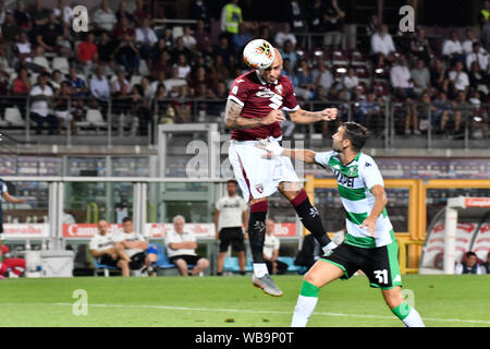 Simone Zaza (Torino FC) während der Serie A TIM Fußballspiel zwischen Torino FC und US Sassuolo bei Stadio Grande Torino am 25 August, 2019 in Turin, Italien. Stockfoto