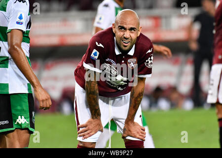 Simone Zaza (Torino FC) während der Serie A TIM Fußballspiel zwischen Torino FC und US Sassuolo bei Stadio Grande Torino am 25 August, 2019 in Turin, Italien. Stockfoto