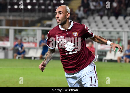 Simone Zaza (Torino FC) während der Serie A TIM Fußballspiel zwischen Torino FC und US Sassuolo bei Stadio Grande Torino am 25 August, 2019 in Turin, Italien. Stockfoto