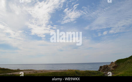 Sommer in Nova Scotia: Auf der Suche nach unten Margaree Valley entlang Margaree River auf Cape Breton Island Stockfoto