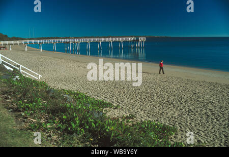 Torquay Strand mit Badesteg, Hervey Bay, Queensland, Australien Stockfoto