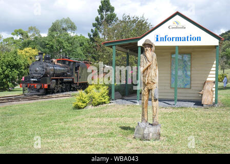 Valley Rattler 1920 s Erbe Dampfzug, Touristen die Chance, eine von den meisten Scenic Railway Queensland's Linien durch die Maria zu reisen Stockfoto