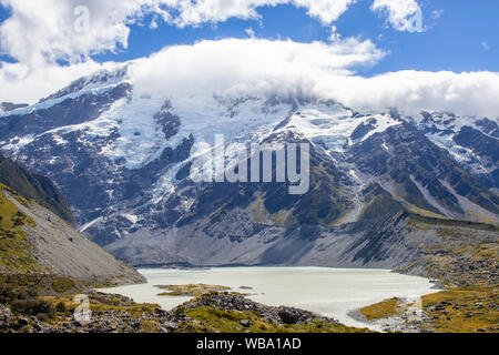 Blick auf den Beginn der Hooker Valley Track, Aoraki Nationalpark Stockfoto