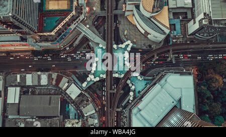 MBK Skywalk Blick von oben in Bangkok, Thailand Stockfoto