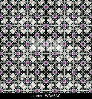 Interessanten Formen und Farben schaffen ein symmetrisches Design Pattern, die nahtlos zur Verwendung als Textil- oder Gewebe oder ein Wallpaper Hintergrund gefliest werden kann Stockfoto