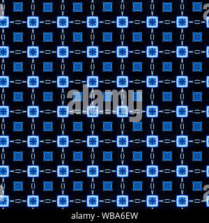 Interessanten Formen und Farben schaffen ein symmetrisches Design Pattern, die nahtlos zur Verwendung als Textil- oder Gewebe oder ein Wallpaper Hintergrund gefliest werden kann Stockfoto