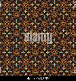 Interessanten Formen und Farben schaffen ein symmetrisches Design Pattern, die nahtlos zur Verwendung als Textil- oder Gewebe oder ein Wallpaper Hintergrund gefliest werden kann Stockfoto