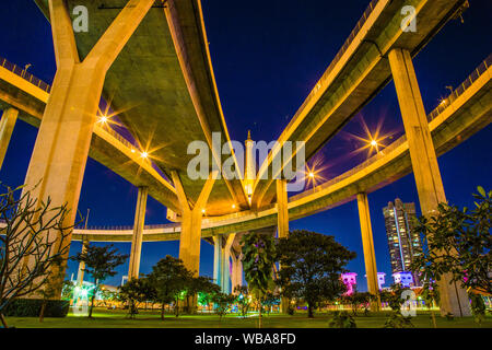 Bhumibol Brücke Blick bei Sonnenuntergang in Bangkok, Thailand Stockfoto