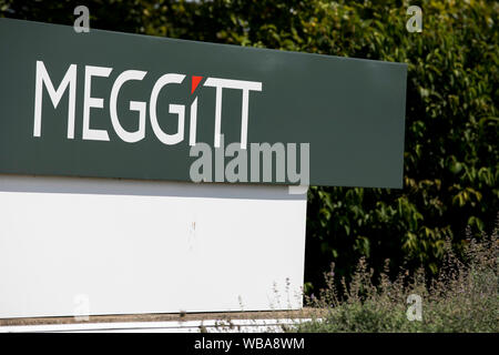 Ein logo Zeichen außerhalb der Einrichtung von Meggitt in Akron, Ohio besetzten am 10 August, 2019. Stockfoto