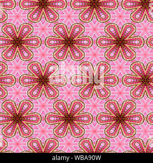 Interessanten Formen und Farben schaffen ein symmetrisches Design Pattern, die nahtlos zur Verwendung als Textil- oder Gewebe oder ein Wallpaper Hintergrund gefliest werden kann Stockfoto