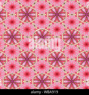 Interessanten Formen und Farben schaffen ein symmetrisches Design Pattern, die nahtlos zur Verwendung als Textil- oder Gewebe oder ein Wallpaper Hintergrund gefliest werden kann Stockfoto