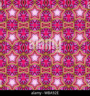 Interessanten Formen und Farben schaffen ein symmetrisches Design Pattern, die nahtlos zur Verwendung als Textil- oder Gewebe oder ein Wallpaper Hintergrund gefliest werden kann Stockfoto