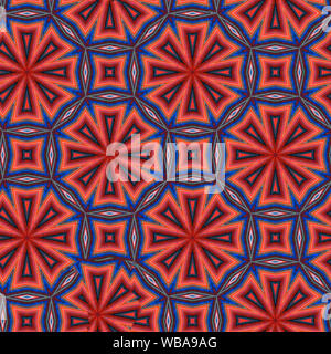 Interessanten Formen und Farben schaffen ein symmetrisches Design Pattern, die nahtlos zur Verwendung als Textil- oder Gewebe oder ein Wallpaper Hintergrund gefliest werden kann Stockfoto