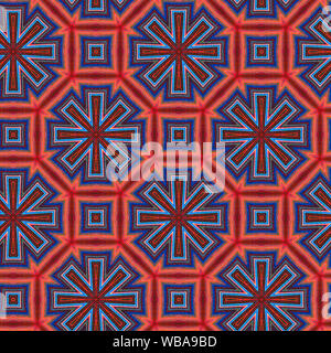 Interessanten Formen und Farben schaffen ein symmetrisches Design Pattern, die nahtlos zur Verwendung als Textil- oder Gewebe oder ein Wallpaper Hintergrund gefliest werden kann Stockfoto