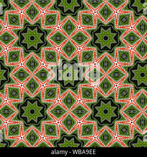 Interessanten Formen und Farben schaffen ein symmetrisches Design Pattern, die nahtlos zur Verwendung als Textil- oder Gewebe oder ein Wallpaper Hintergrund gefliest werden kann Stockfoto