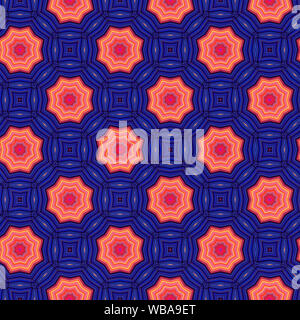 Interessanten Formen und Farben schaffen ein symmetrisches Design Pattern, die nahtlos zur Verwendung als Textil- oder Gewebe oder ein Wallpaper Hintergrund gefliest werden kann Stockfoto