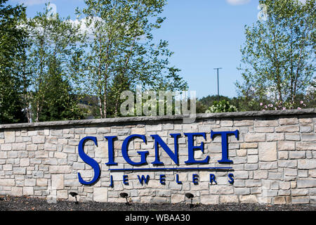 Ein logo Zeichen außerhalb des Hauptsitzes der Signet Juweliere in Akron, Ohio am 10 August, 2019. Stockfoto