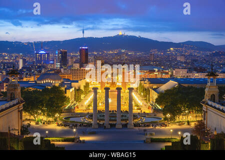 Barcelona Spanien, City Skyline Nacht in Barcelona Espanya Stockfoto