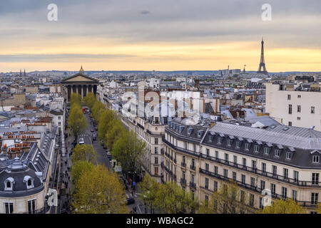 Paris Frankreich Luftbild Skyline der Stadt im La Madeleine (Madeleine Kirche) Stockfoto