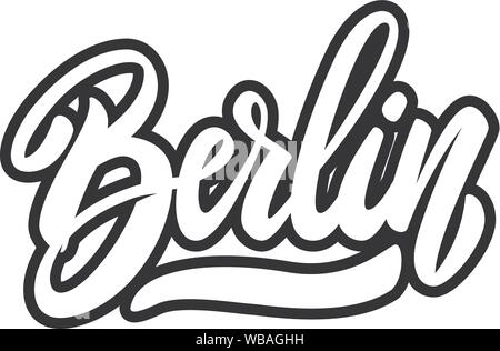 Berlin (Hauptstadt von Deutschland). Schriftzug Phrase auf weißem Hintergrund. Design Element für Poster, Banner, T-Shirt, Emblem. Vector Illustration Stock Vektor