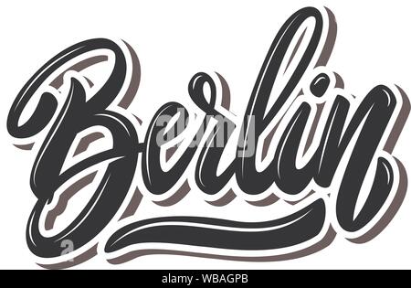 Berlin (Hauptstadt von Deutschland). Schriftzug Phrase auf weißem Hintergrund. Design Element für Poster, Banner, T-Shirt, Emblem. Vector Illustration Stock Vektor