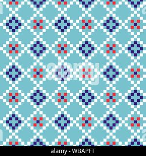 Grid geometrische Nahtlose blau Muster pixelblöcke Formen Textur. Stock Vektor