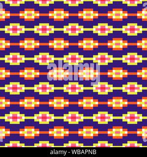Aztec geometrische Nahtlose blau Muster pixelblöcke Formen Textur. Stock Vektor