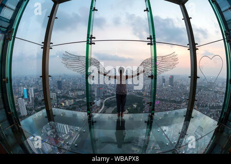 Luftbild vom Central Hanoi Stadt von Lotte Tower Observation Deck, Hanoi, Vietnam. Stockfoto