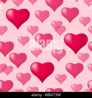 Nahtlose Muster Hintergrund mit Herzen, bunten Illustrationen. Valentines Tag Urlaub Typografie. Vector EPS 10. Stock Vektor