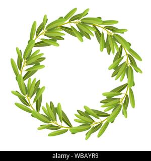 Flache Abbildung: olive Kranz auf weißem Hintergrund. Für Naturkosmetik, Olivenöl, Health Care Produkte. Vector Illustration Stock Vektor