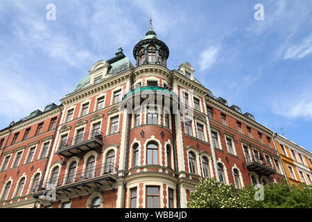 Stockholm, Schweden. Strandvagen Straße Palace im Stadtteil Ostermalm. Stockfoto