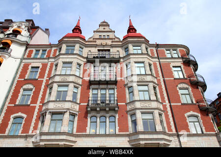 Stockholm, Schweden. Strandvagen Straße Palace im Stadtteil Ostermalm. Stockfoto