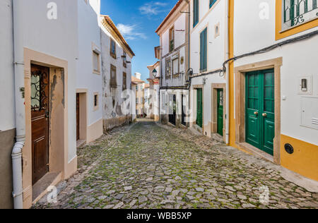 Straße im Jüdischen Viertel, in der Stadt von Castelo de Vide, Portalegre, Alto Alentejo, Portugal Stockfoto