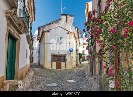 Straßen im Jüdischen Viertel, in der Stadt von Castelo de Vide, Portalegre, Alto Alentejo, Portugal Stockfoto