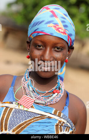 Wunderschöne Fulani-Frau mit Tattoo in der Nähe von Cove, Benin Stockfoto