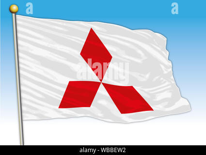 Mitsubishi Auto Industrial Group, Fahne mit Logo, Illustration Stockfoto