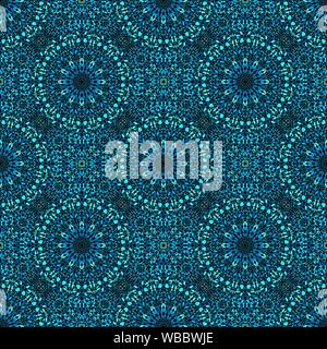 Abstrakte geometrische böhmischen Cyan floral Mandala Garten Mosaik Muster Design Hintergrund - orientalische spirituelle Nahtlose blue Vector wallpaper Grafik Stock Vektor