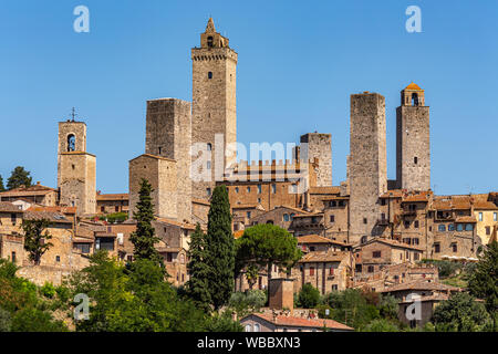 Landschaft der mittelalterlichen Stadt San Gimignano, Toskana, Italien, Europa Stockfoto
