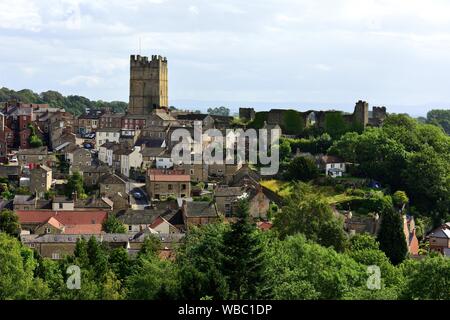 Richmond, North Yorkshire, aus dem Culloden Turm gesehen. Stockfoto