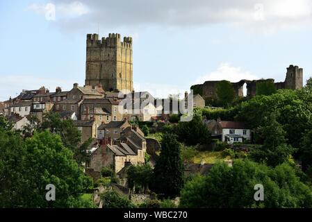 Richmond, North Yorkshire, aus dem Culloden Turm gesehen. Stockfoto