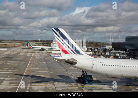 AIR FRANCE FLUGZEUGE AM FLUGHAFEN ROISSY Stockfoto